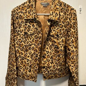 Coldwater Creek Animal Print Jean Jacket - Brown and Black